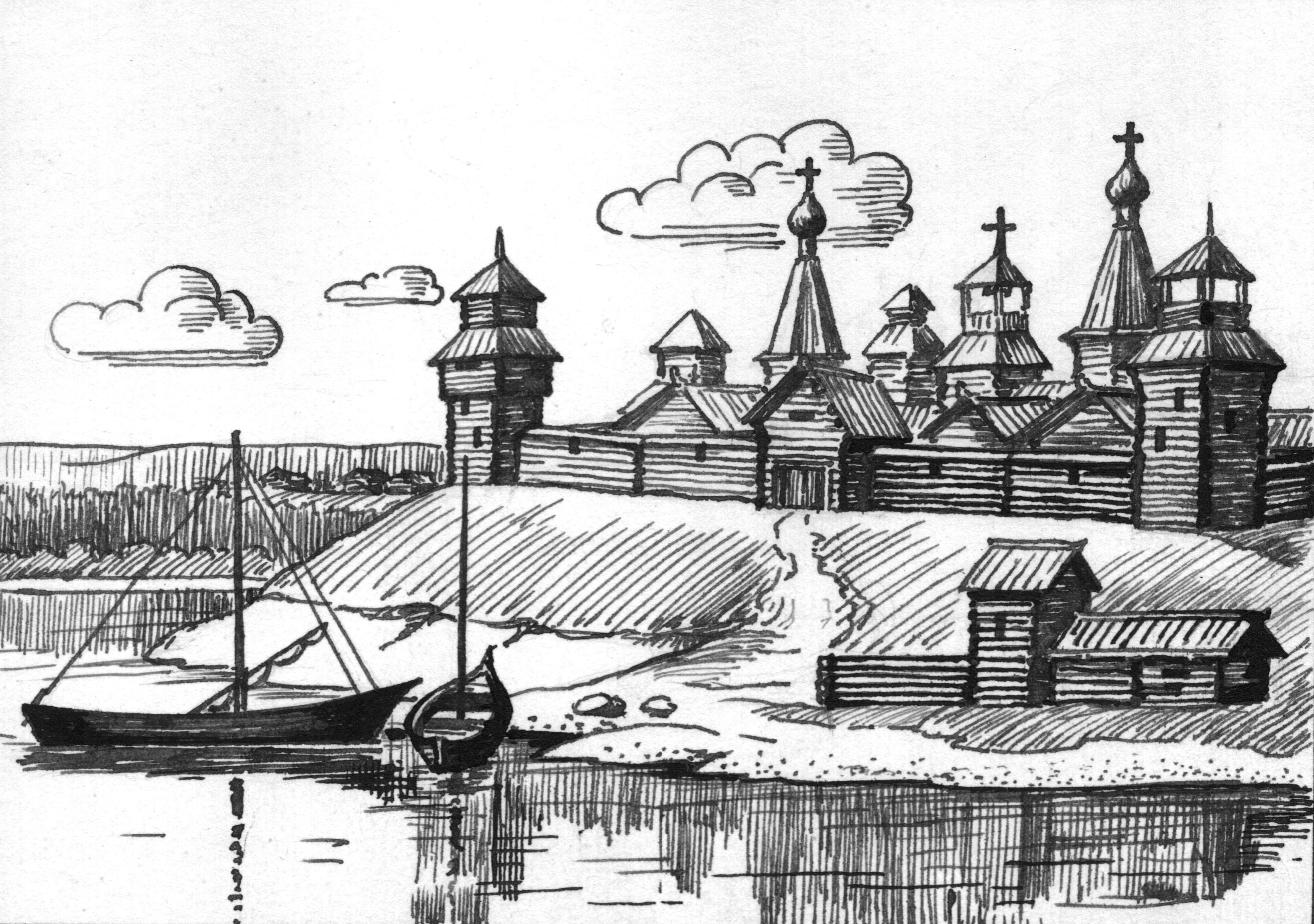 Еренский городок 17-го века по версии художника С.Н. Худякова